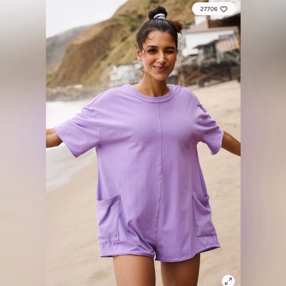 Free People Hot Shot Tee Romper, Various Sizes NWT (DARK PURPLE💜) - Picture 5 of 7
